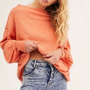 WE THE FREE ORANGE MAIN SQUEEZE RIBBED SHIRT